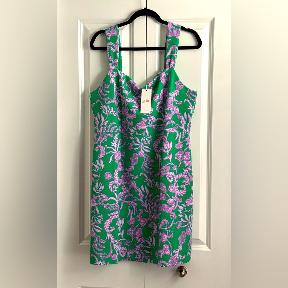 Lilly Pulitzer Sz 16 Brazilian Green Salty Sandbar Montrey Stretch Shift NWT